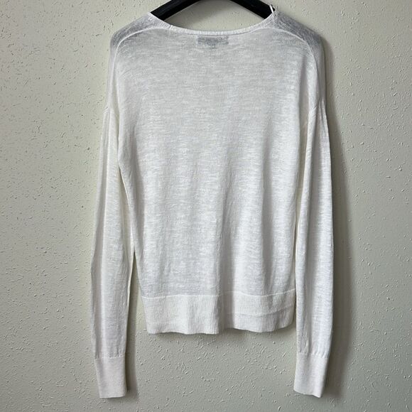 Banana Republic White Linen Blend V-Neck Sweater Size XS - Picture 2 of 6